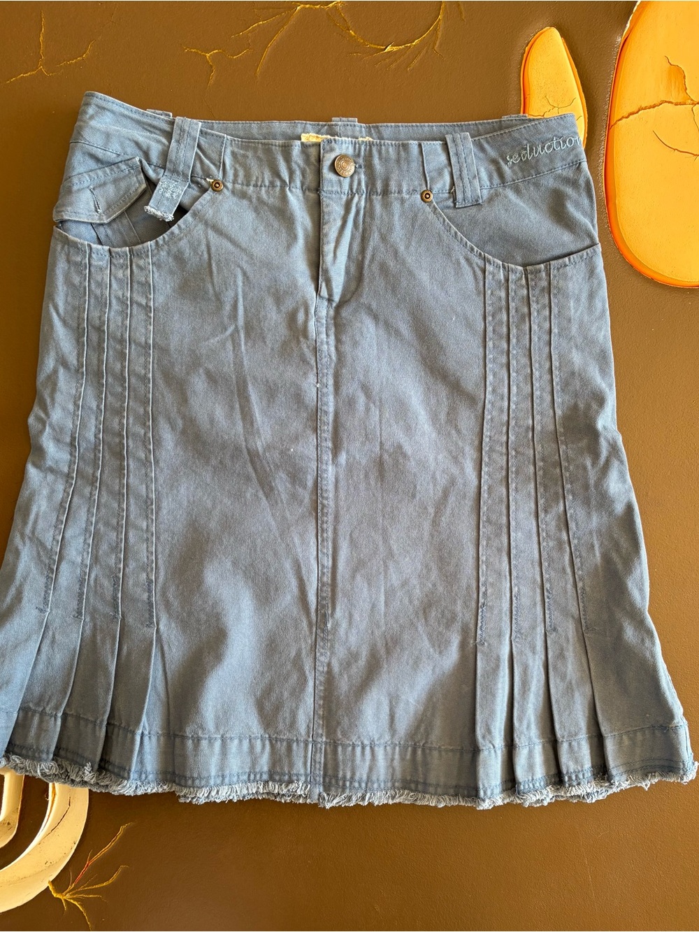 Casual Light Blue A-Line Denim Skirt by Seduction